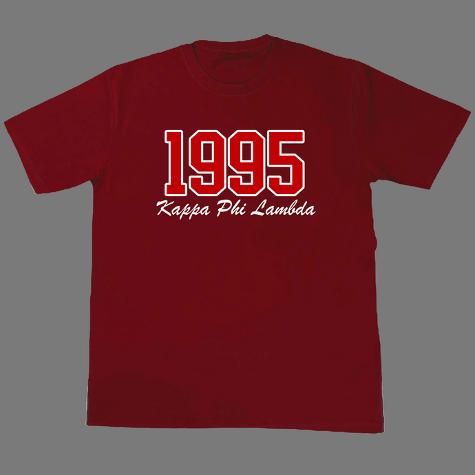 1995 Red on White College Block T-Shirt