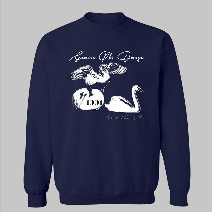 GPhiO Graphic Swan Navy Crewneck