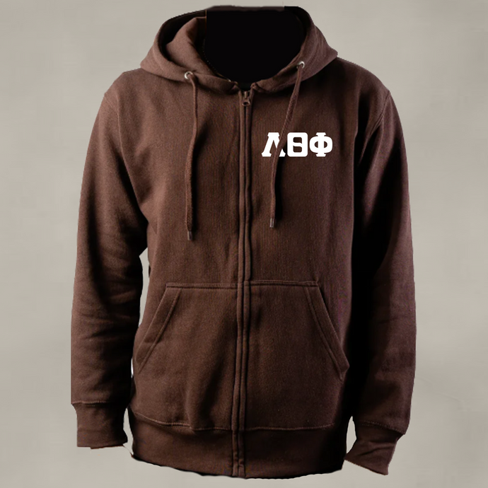 9 Oz Heavy Blend Brown ΛΘΦ Fleece Hooded Sweatshirt