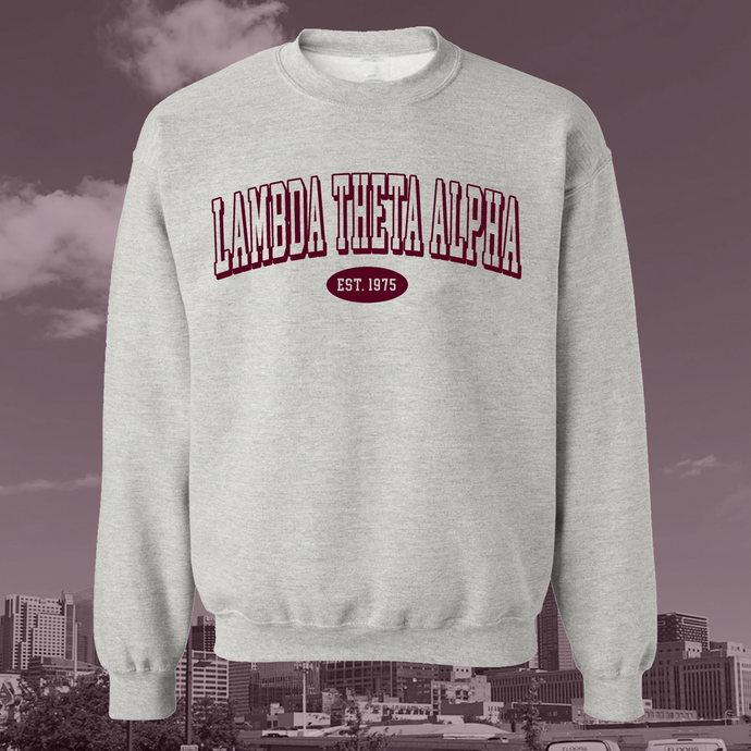 Lambda Theta Alpha College Block Grey Crewneck Sweater
