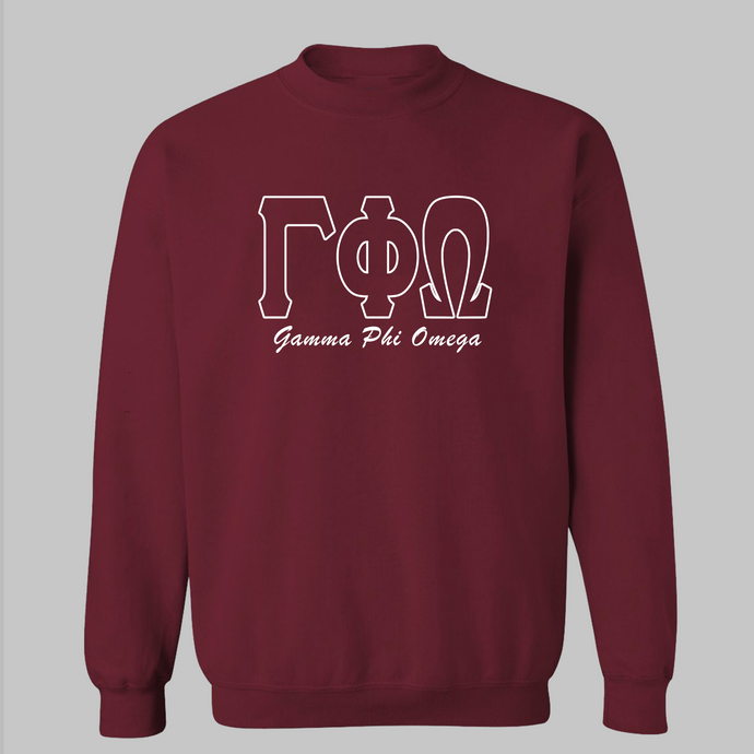 GPhiO Thin Letters Maroon Crewneck