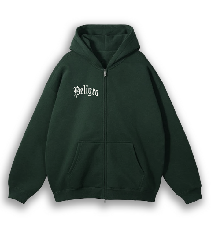 Peligro Green Zip Up