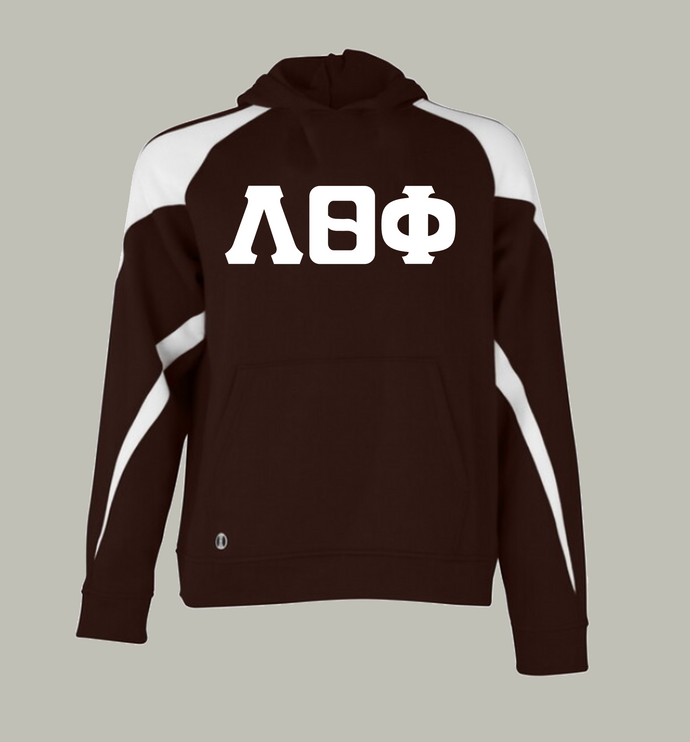 Lambda Brown and White Sport Hoodie