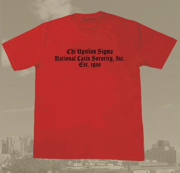 Chi Upsilon Sigma Old English Red T-Shirt