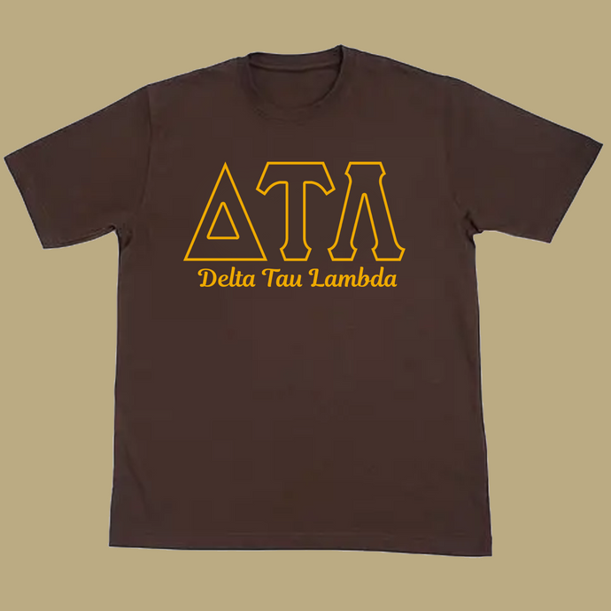 DTL Brown Thin Letters T-Shirt