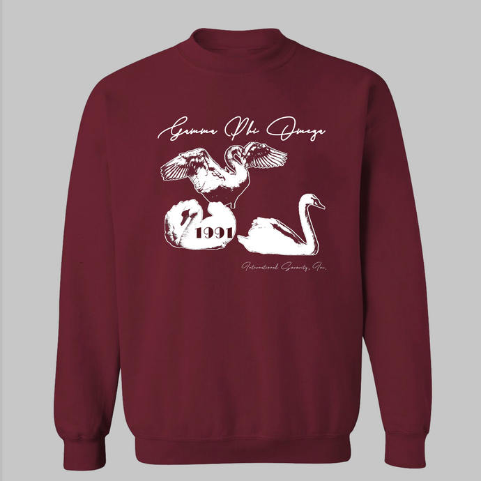 GPhiO Graphic Swan Maroon Crewneck