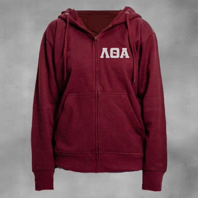 9 Oz Heavy Blend Burgundy ΛΘΑ Fleece Hooded Sweatshirt